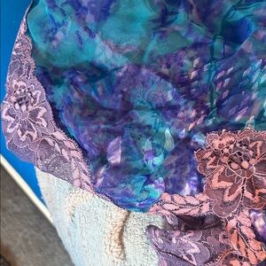 Mary Green Vintage silk Vibrant Lace Chemise in Purple and Blue Mary Green silk